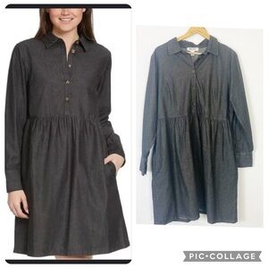 Nine West Chic Cute Black Button-Up Dress Chambray Cotton Denim Relaxed Fit XL